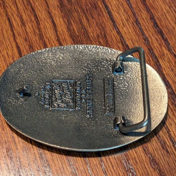 Illinois State Seal Solid Brass Tony Lama ADM 80s Vintage Belt Buckle - Picture 2 of 2